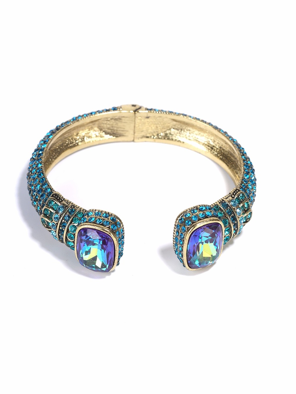 Heidi Daus Gold-Tone Open Cuff Bracelet with Turquoise Crystal and stone